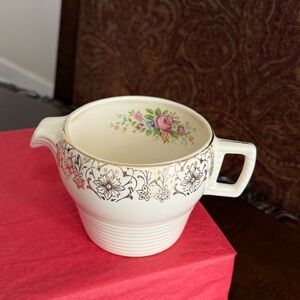 Vtg. American Limoges Triumph Rosalie Creamer 1940s Floral & Gold Filigree Trim